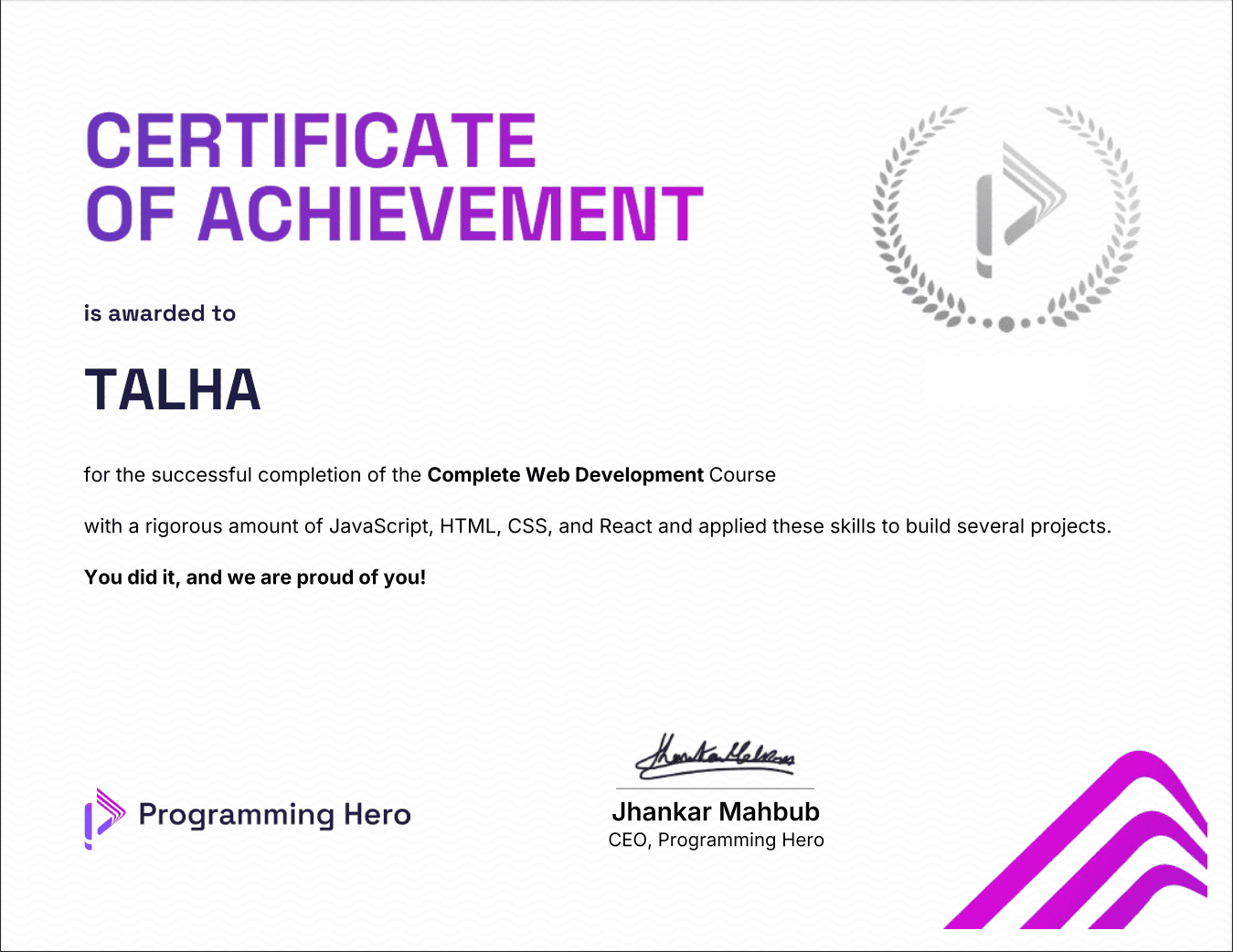 certificate