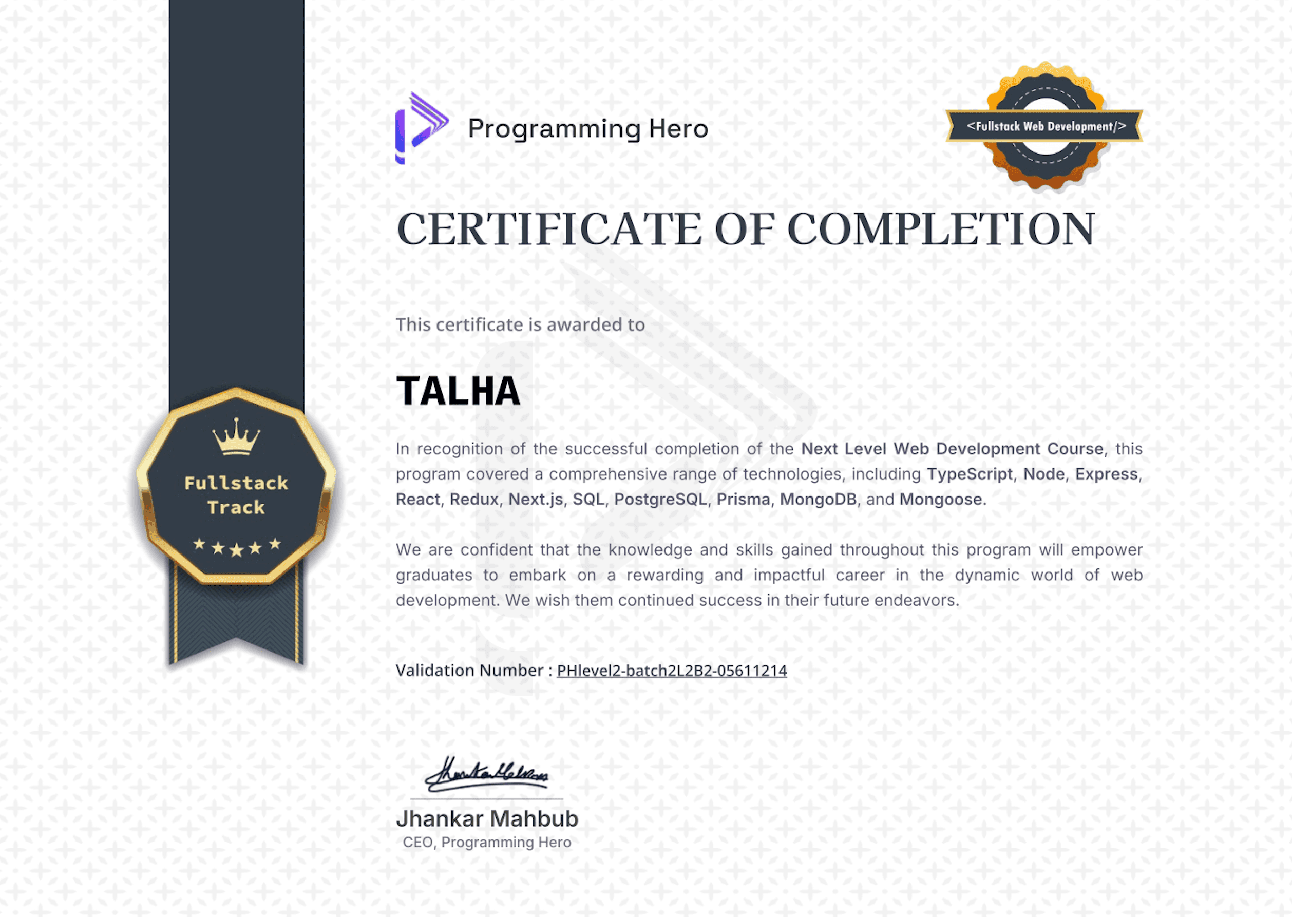 certificate